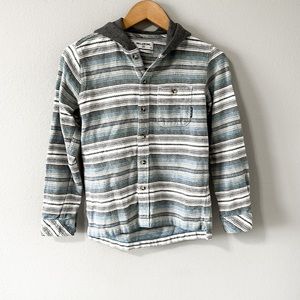 Billabong Women's Core Fit/Stretch Striped Hooded Button Down Sweatshirt Small